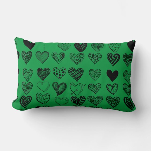 Coussin Rectangle Dessin adorable de Black Heart Scribble (Recto)