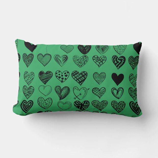 Coussin Rectangle Dessin adorable de Black Heart Scribble (Recto)