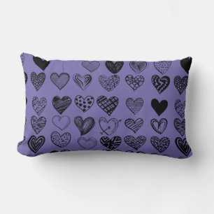 Coussin Rectangle Dessin adorable de Black Heart Scribble