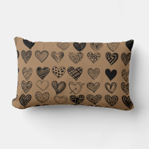 Coussin Rectangle Dessin adorable de Black Heart Scribble