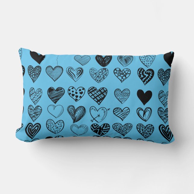 Coussin Rectangle Dessin adorable de Black Heart Scribble (Recto)