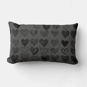 Coussin Rectangle Dessin adorable de Black Heart Scribble