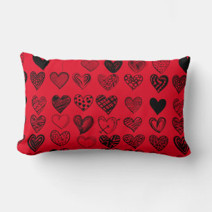 Coussin Rectangle Dessin adorable de Black Heart Scribble