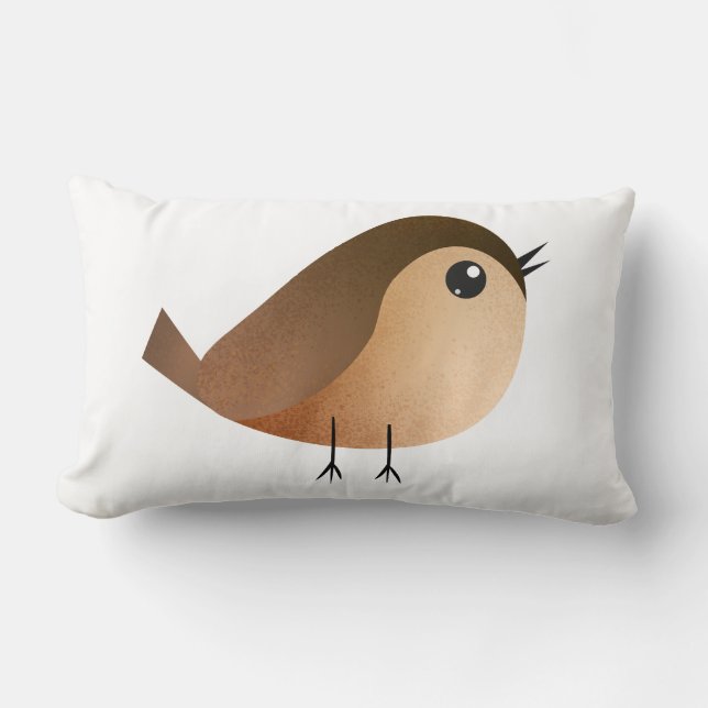 Coussin Rectangle Dessin animé d'oiseau moineau mignon (Recto)