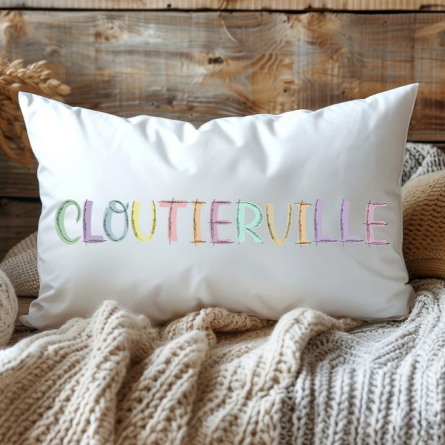 Coussin Rectangle Dessin coloré amusant Cloutierville Louisiane (Créateur téléchargé)