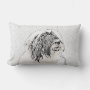 Coussin Rectangle Dessin de collie à oreilles - Joli art original de