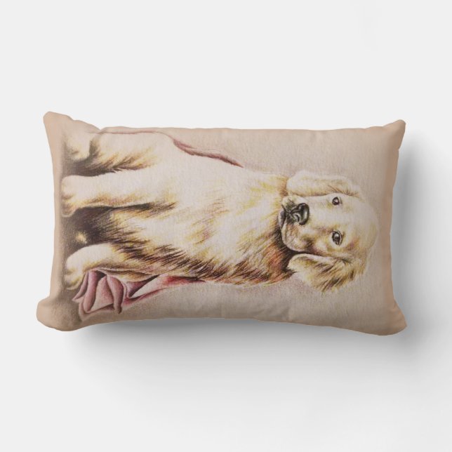 Coussin Rectangle Dessin de portrait d'animal familier de chiot de (Recto)