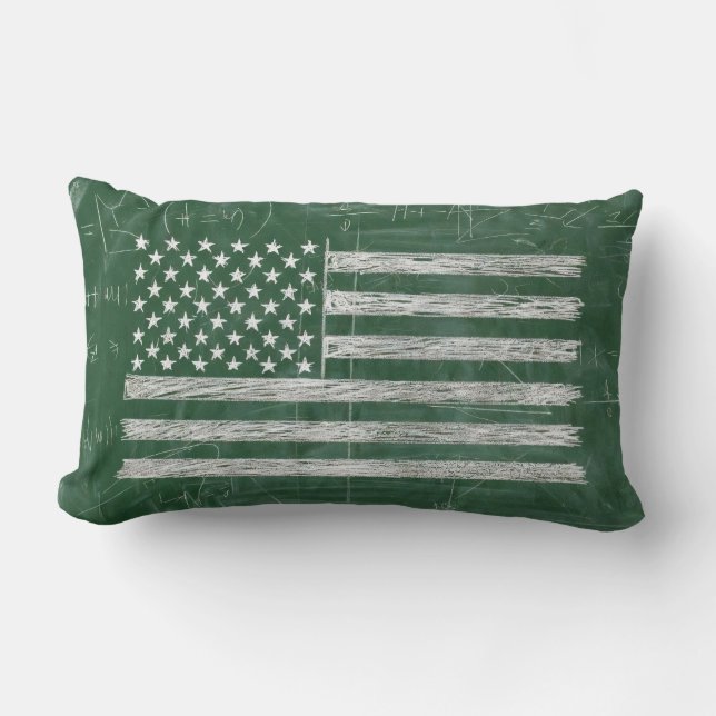 Coussin Rectangle Dessin du drapeau américain sur tableau noir (dess (Recto)