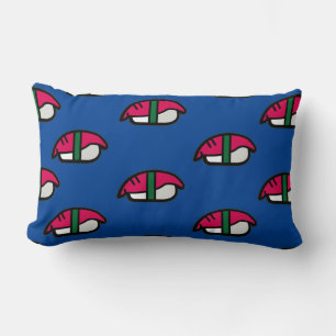 Coussin Rectangle Dessin Kawaii Sushi, Riz de Poisson et Algues