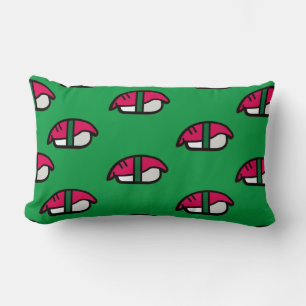 Coussin Rectangle Dessin Kawaii Sushi, Riz de Poisson et Algues