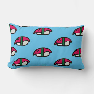 Coussin Rectangle Dessin Kawaii Sushi, Riz de Poisson et Algues