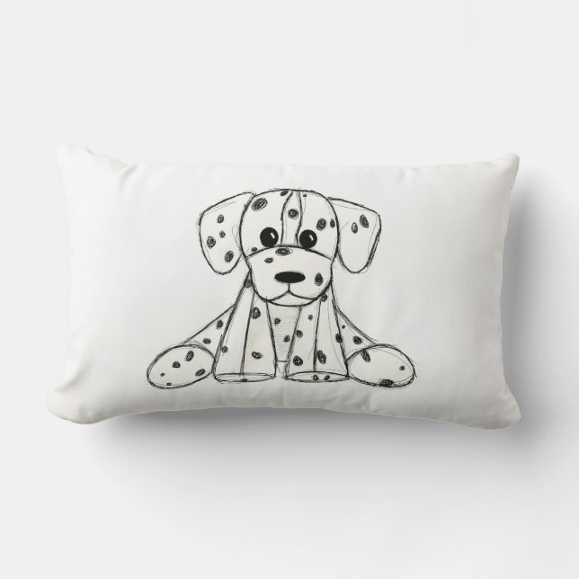 Coussin Rectangle Dessin simple de contour de chien en peluche dalma (Recto)