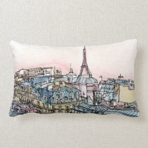 Coussin Rectangle Destinations   Aquarelle Tour Eiffel & Paris