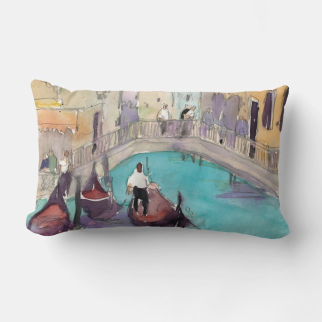 Coussin Rectangle Destinations | Aquarelle Venise Gondola Ride (Recto)
