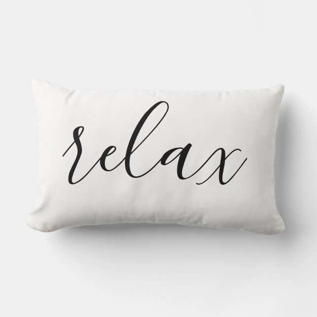 Coussin Rectangle Détendez-vous noir blanc design minimal (Recto)