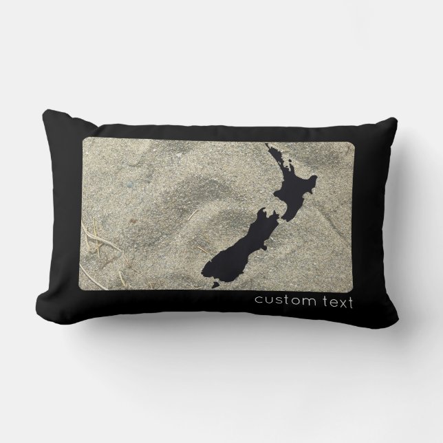 COUSSIN RECTANGLE DÉTENDEZ-VOUS PLAGE DE SABLE NOIR ZÉLANDE NZ KIWIA (Recto)