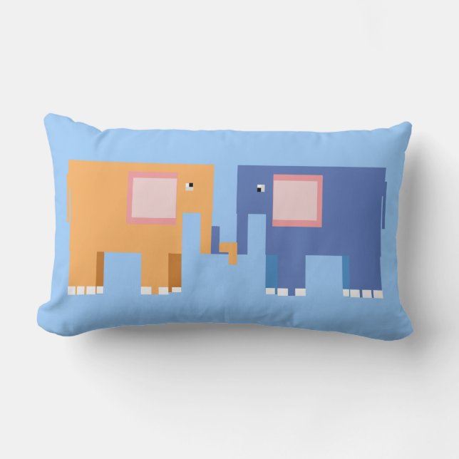 Coussin Rectangle Deux éléphants mignons (Recto)