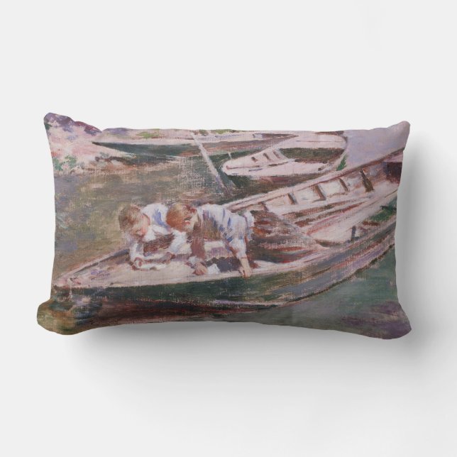 Coussin Rectangle Deux garçons en bateau (par Theodore Robinson) (Recto)