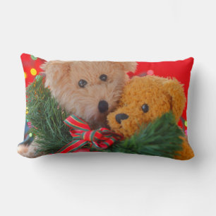 Coussin Rectangle Deux nounours avec le lumbar de verdure et d'arc