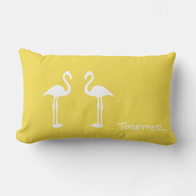 Coussin Rectangle Deux Oiseaux Flamants roses Ensemble Jettent De L' (Recto)