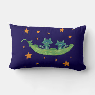 Coussin Rectangle Deux ratons laveurs dans une cosse de pois   Art f