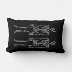 Coussin Rectangle Deux Skeletons humains blanc horizontal