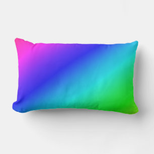 Coussin Rectangle Diagonale arc-en-ciel bleu à vert