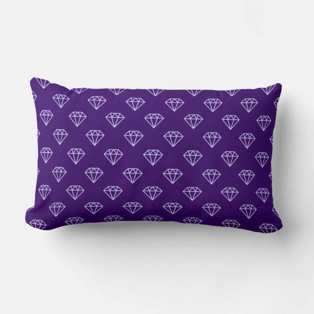 Coussin Rectangle Diamant - Bleu en poudre sur violet profond (Recto)