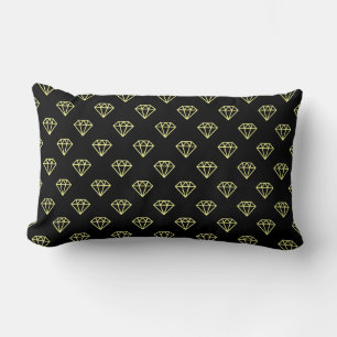 Coussin Rectangle Diamant - Chalk jaune sur noir