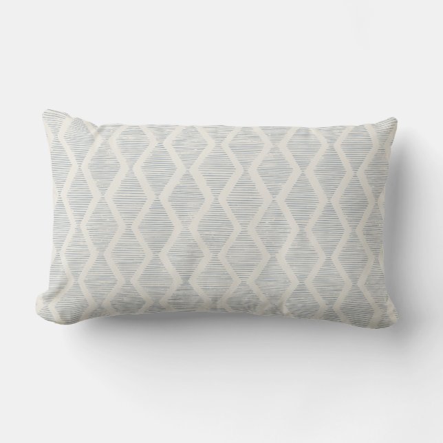 Coussin Rectangle Diamant Géométrique Bohème Côtier Bleu Poussiéreux (Recto)