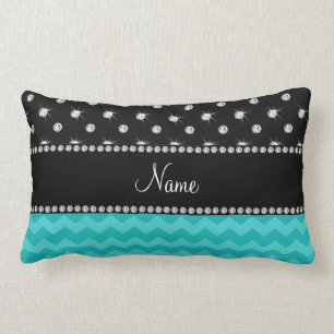 Coussin Rectangle Diamant noir personnalisé de chevrons nommés de