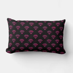 Coussin Rectangle Diamant - Rose chaud sur noir