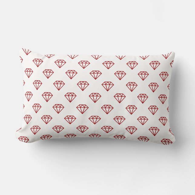 Coussin Rectangle Diamant - Rouge rubis sur blanc (Recto)