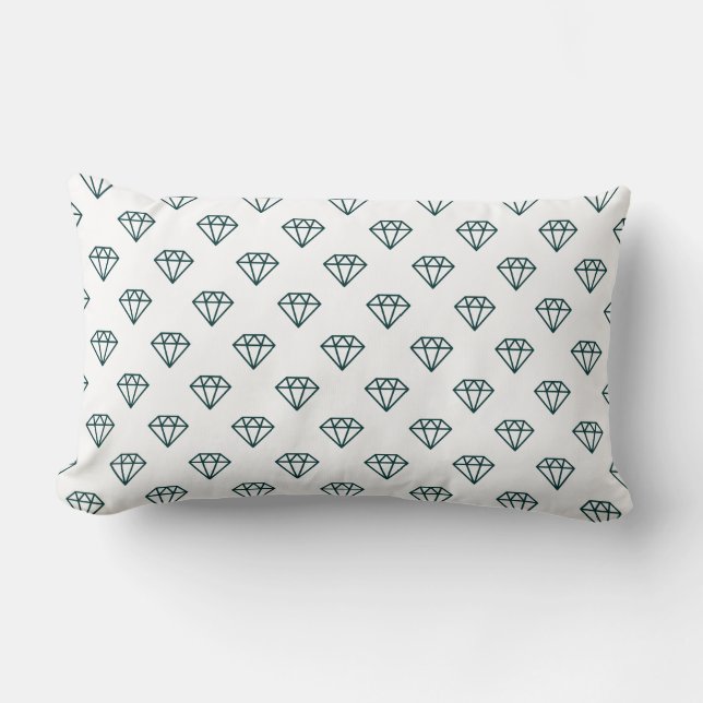 Coussin Rectangle Diamant - Vert mousse foncée sur blanc (Recto)