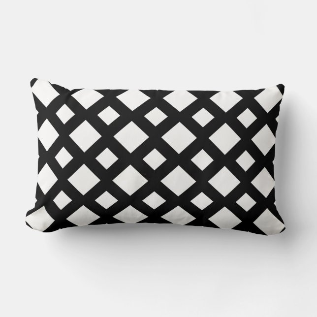 Coussin Rectangle Diamants blancs sur noir (Recto)