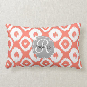 Coussin Rectangle Diamants de corail chics modernes d'Ikat