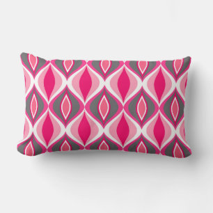 Coussin Rectangle Diamants modernes du milieu du siècle, rose, fush