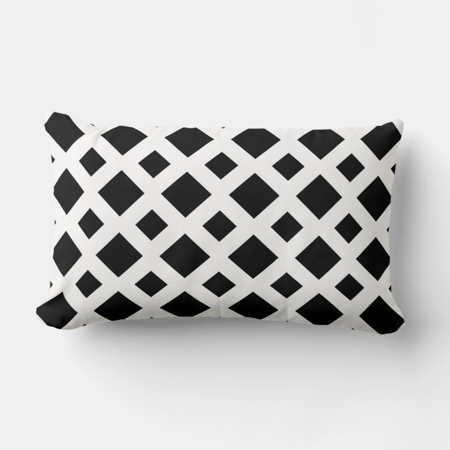 Coussin Rectangle Diamants noirs en blanc (Recto)