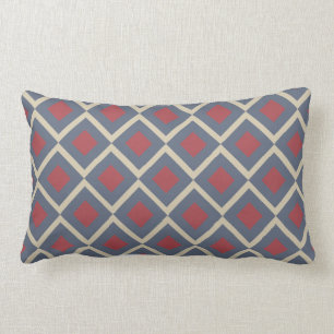 Coussin Rectangle Diamètre Géométrique Bleu Rectangle rouge Jeu d'or