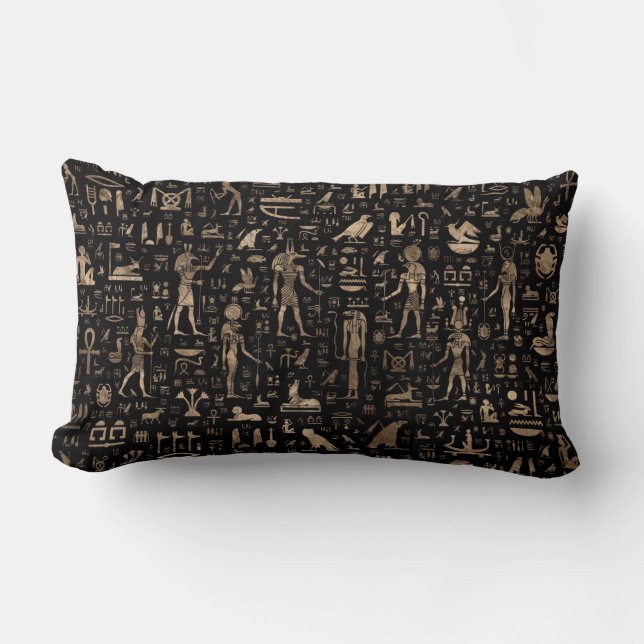 Coussin Rectangle Dieux et hiéroglyphes égyptiens antiques (Recto)