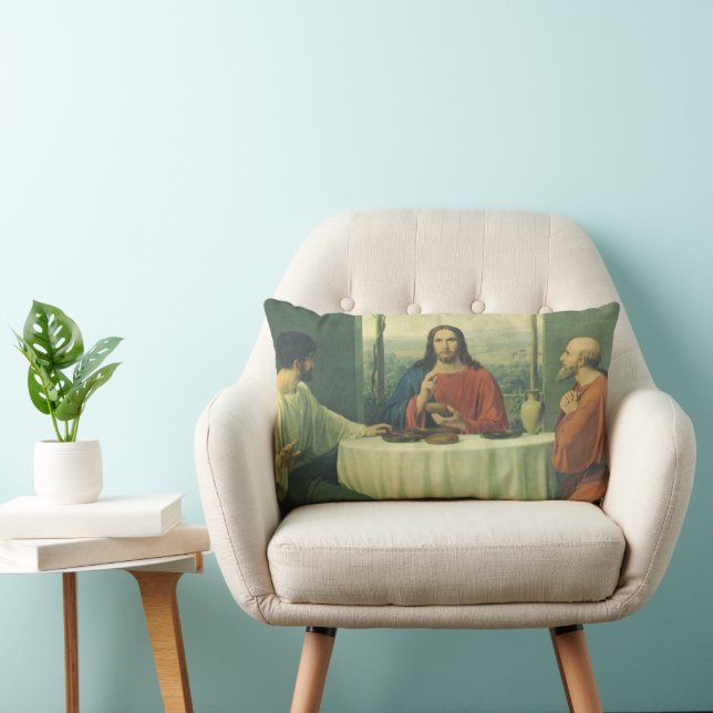 Coussin Rectangle Dîner de la Cène à Emmaüs avec Jésus-Christ (Chaise)