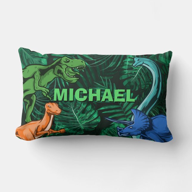 Coussin Rectangle Dinosaur Enfants Dino Jurassic Trex Garçon Personn (Recto)
