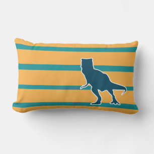 Coussin Rectangle Dinosaur T-rex dessin animé jaune bleu