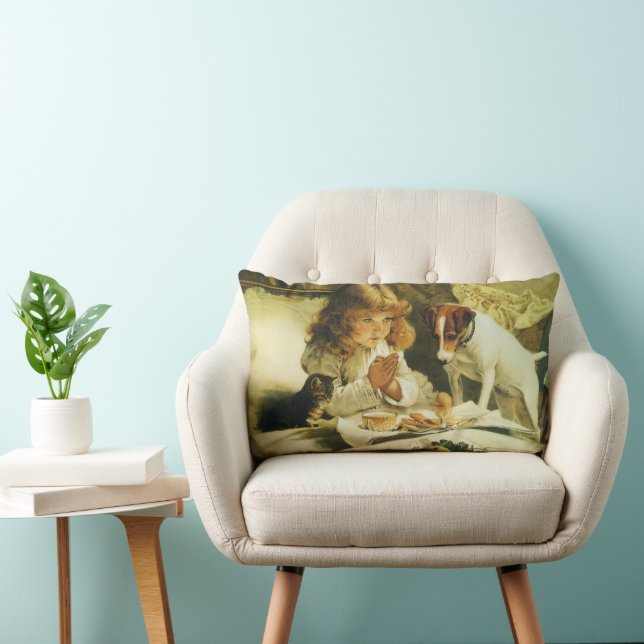 Coussin Rectangle Dire nos prières, suspense Charles Burton Barber (Chaise)