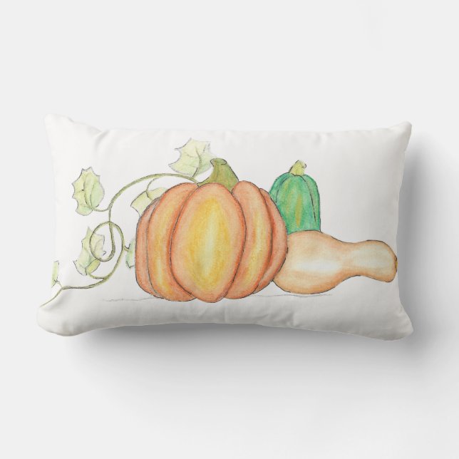 Coussin Rectangle Disposition vibrante de courges d'automne (Recto)