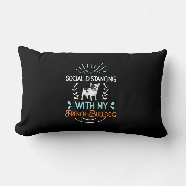 Coussin Rectangle Distances sociales French Bulldog Lover cadeau (Recto)