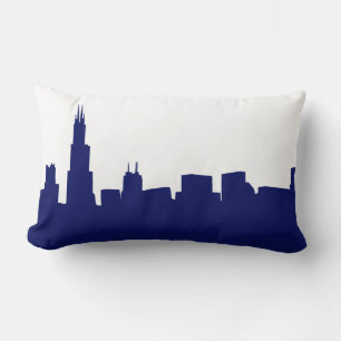 Coussin Rectangle DIY fond bleu silhouette de la skyline de Chicago
