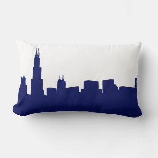 Coussin Rectangle DIY fond bleu silhouette de la skyline de Chicago