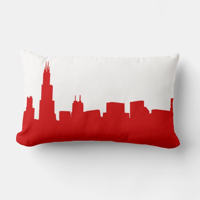Coussin Rectangle do-it-yourself BG Chicago Skyline Silhouette rouge (Recto)