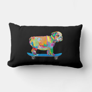Coussin Rectangle Dog   Colorful Cool Bulldog Puppy Skate